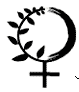 Women In Black Logo.  Universal symbol for a female, a circle with a cross below it, Half of the circle is a vine branch.